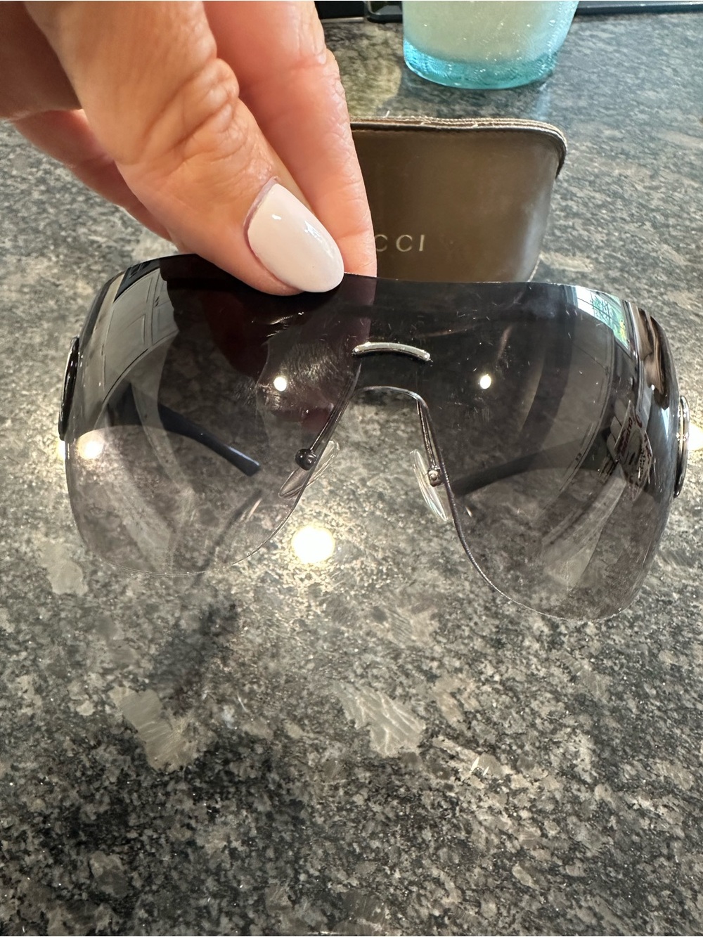 Gucci Shield Sunglasses in Black Gradient - Picture 9 of 9
